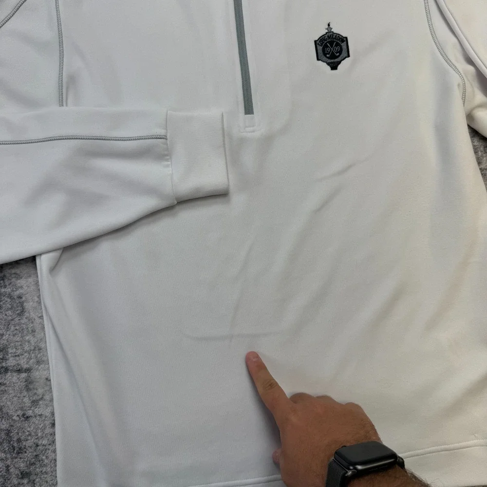 FootJoy Sweater Mens‎ Medium White 1/4 Zip Golf Performance Sweatshirt Pullover